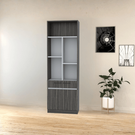 ตู้โชว์อเนกประสงค์ WISDOM DESIGN FURNITURE รุ่น CB-623 60 ซม. สีไลท์เวงเก้/เทา_2